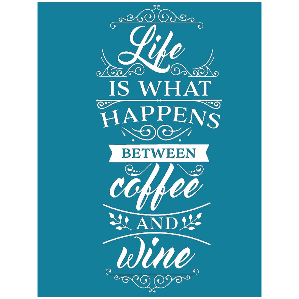 deendeng Self-Adhesive Silk Screen Printing Stencil Mesh Transfers for DIY T-Shirt Pillow Textile Painting Decoration - Life is What Happens Between Coffee and Wine