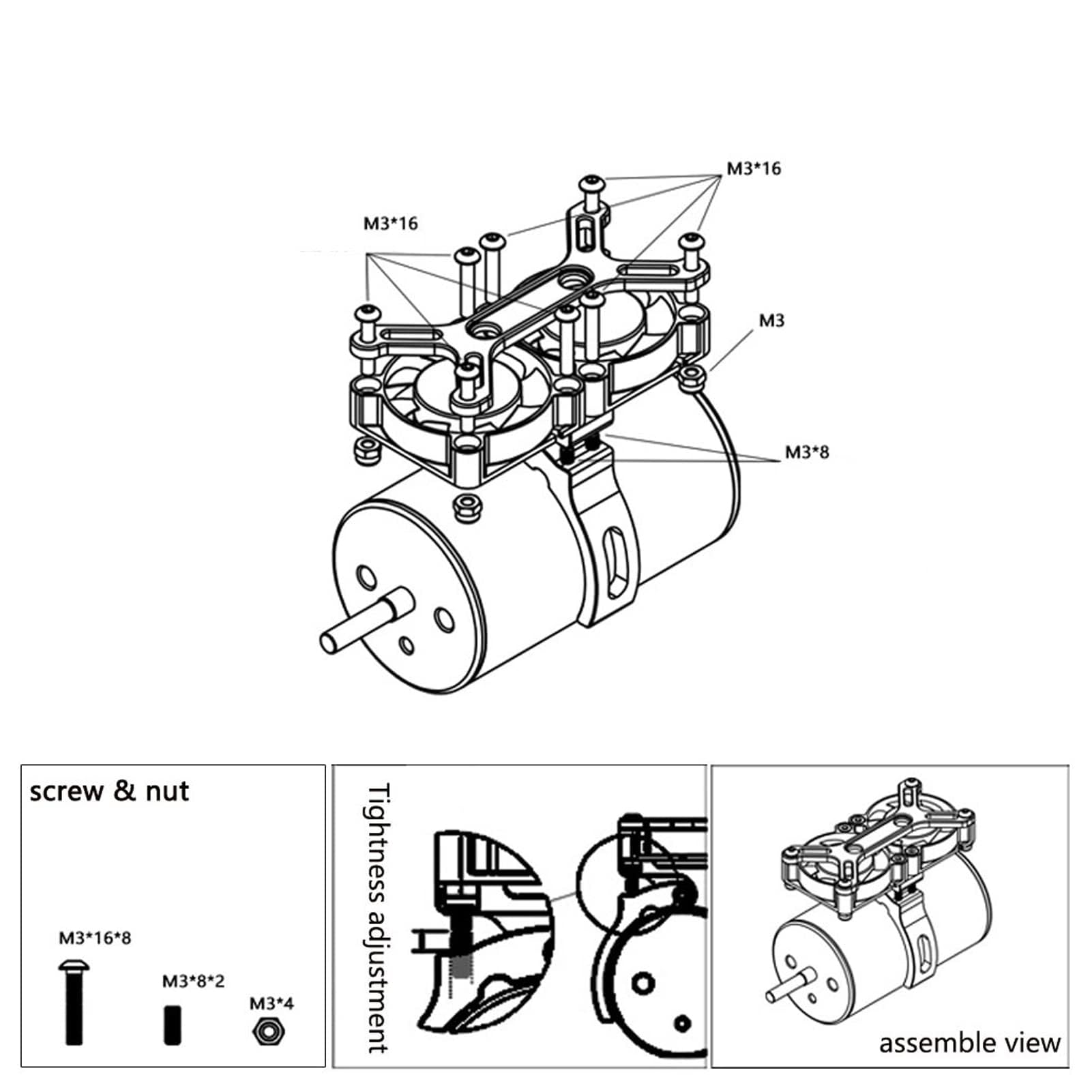 VGEBY 4985 1717 Bezszczotkowy wentylator chłodzący silnik, radiator samochodowy ze stopu aluminium Traxxas 1/5 RC (czarny)
