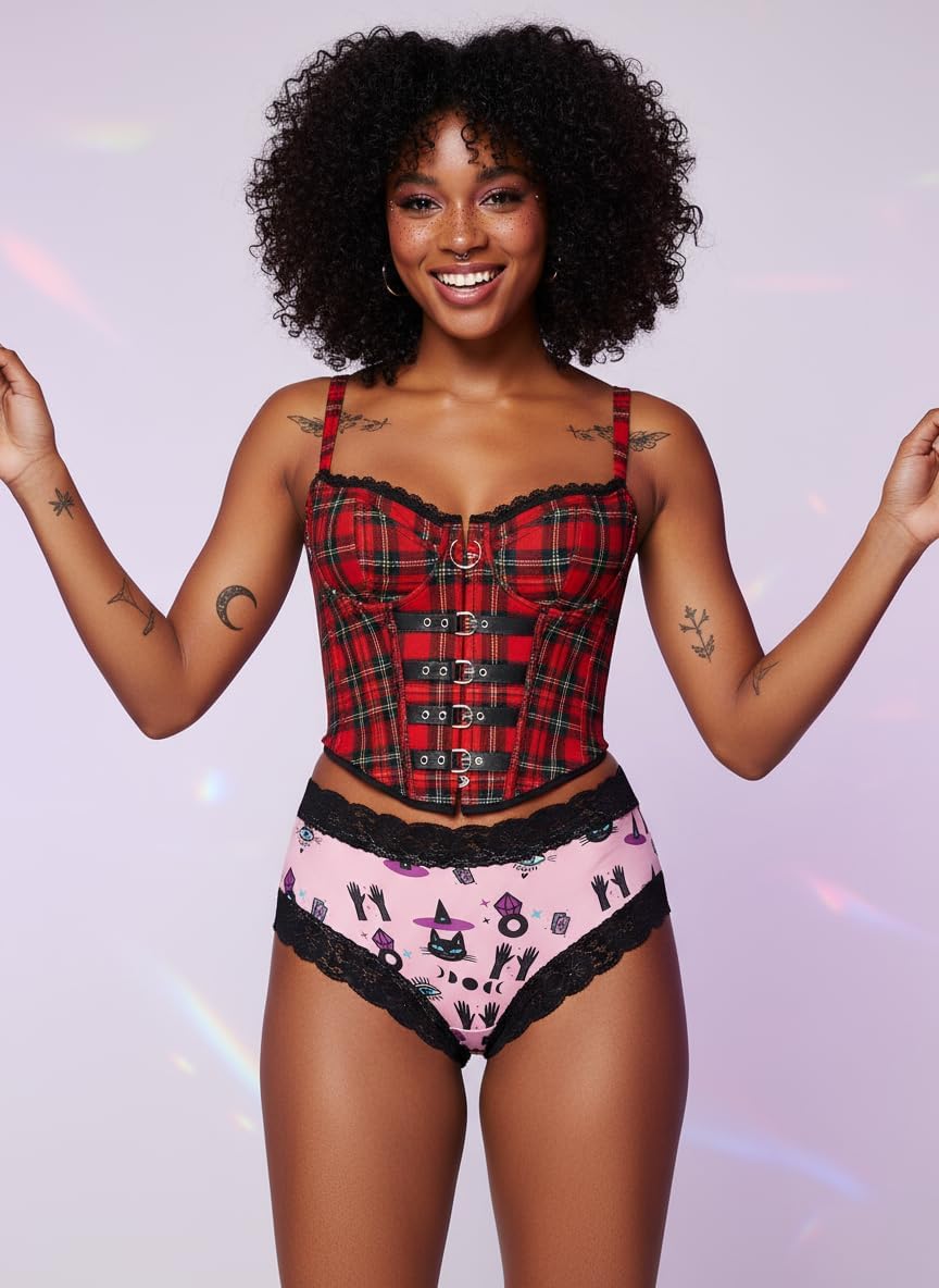 SYVIN Women 8pcs Cute Halloween Allover Skull Print Hipster Panties, Lace Trims Low Rise Bikini Comfortable Underwear - Image 3