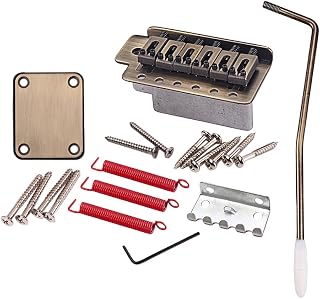 Healifty Ga296 Guitar Tremolo Bridge with Neck Plate Neck Plate Replacement Set for Electric Guitar Parts Hardware for Repair and Installation 3.30 X 1.57 X 0.05 in
