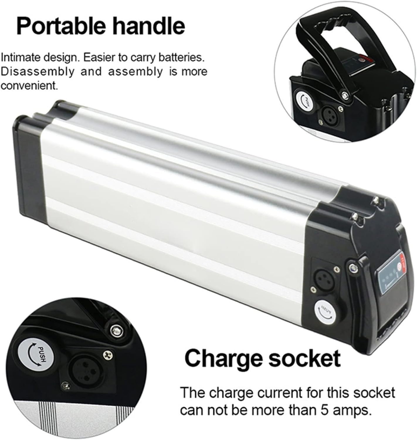 Batterie De Vélo Lithium-ION 48V, E-Bike Batteries 48V 8Ah 10Ah 12Ah 15Ah 18Ah 20Ah 25Ah Batterie De Vélo Électrique, avec 2 Broches pour Moteur 500W, 750W, 1000W avec Chargeur