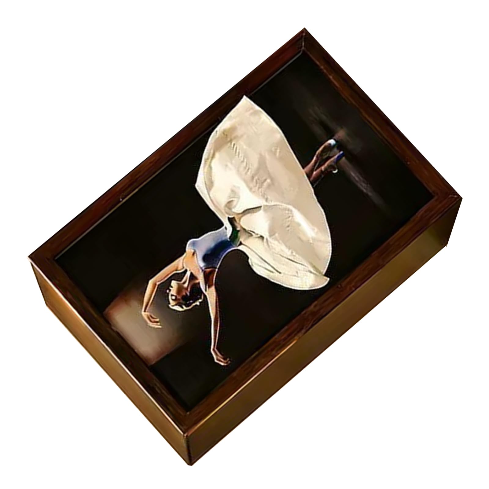 Oxxggkao Stylish Wood Tissue Box Organizer with Artistic Ballet Theme Napkin Holder Desktop Paper Dispenser for Living Room Elegant Wooden Tissue Box