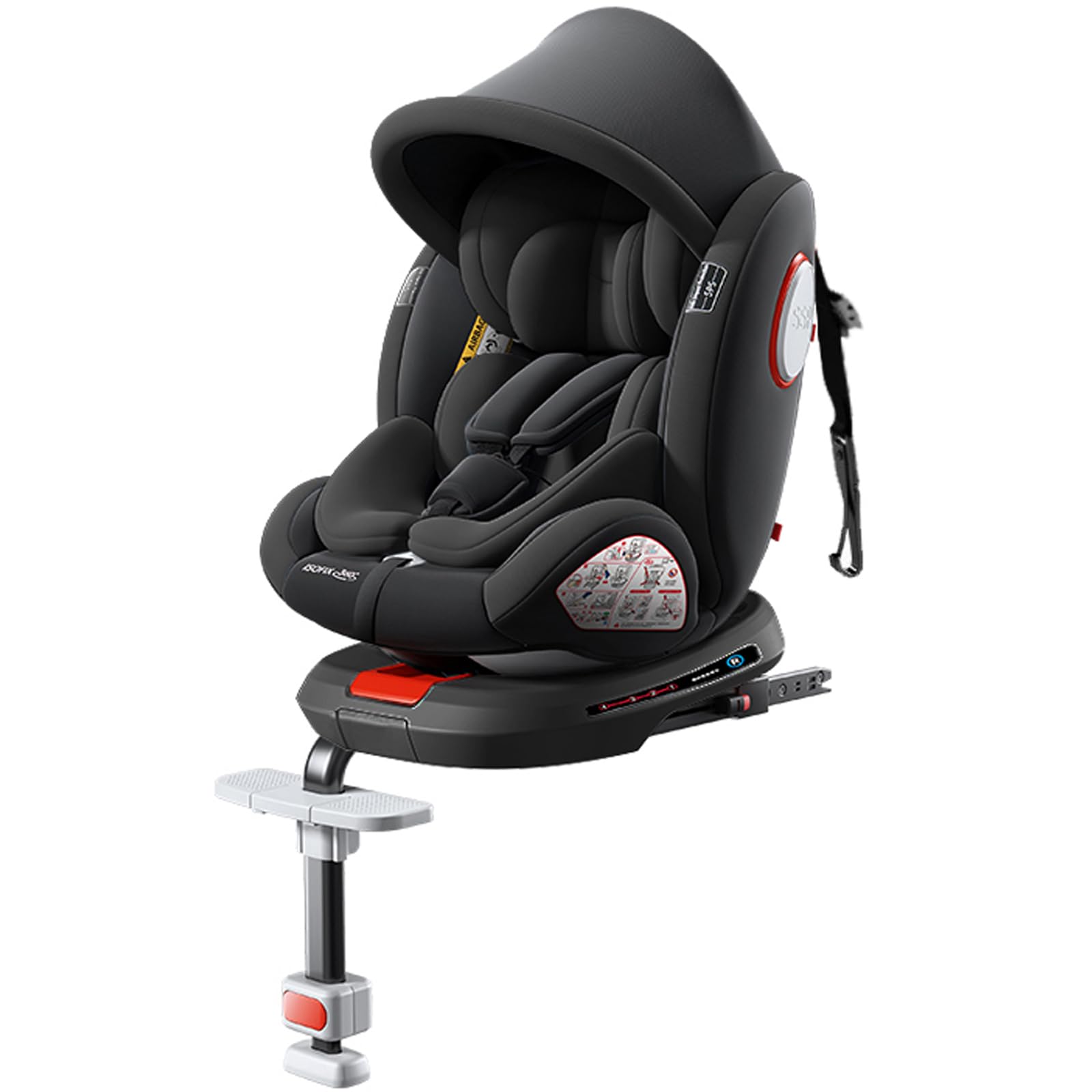 Seggiolino Auto Premium 360° Rotante, Seggiolino di Sicurezza per Bambini con Montaggio ISOFIX Protezione da Impatto SIP Angoli di Reclinazione Regolabili Installazione Avanti e Indietro 6