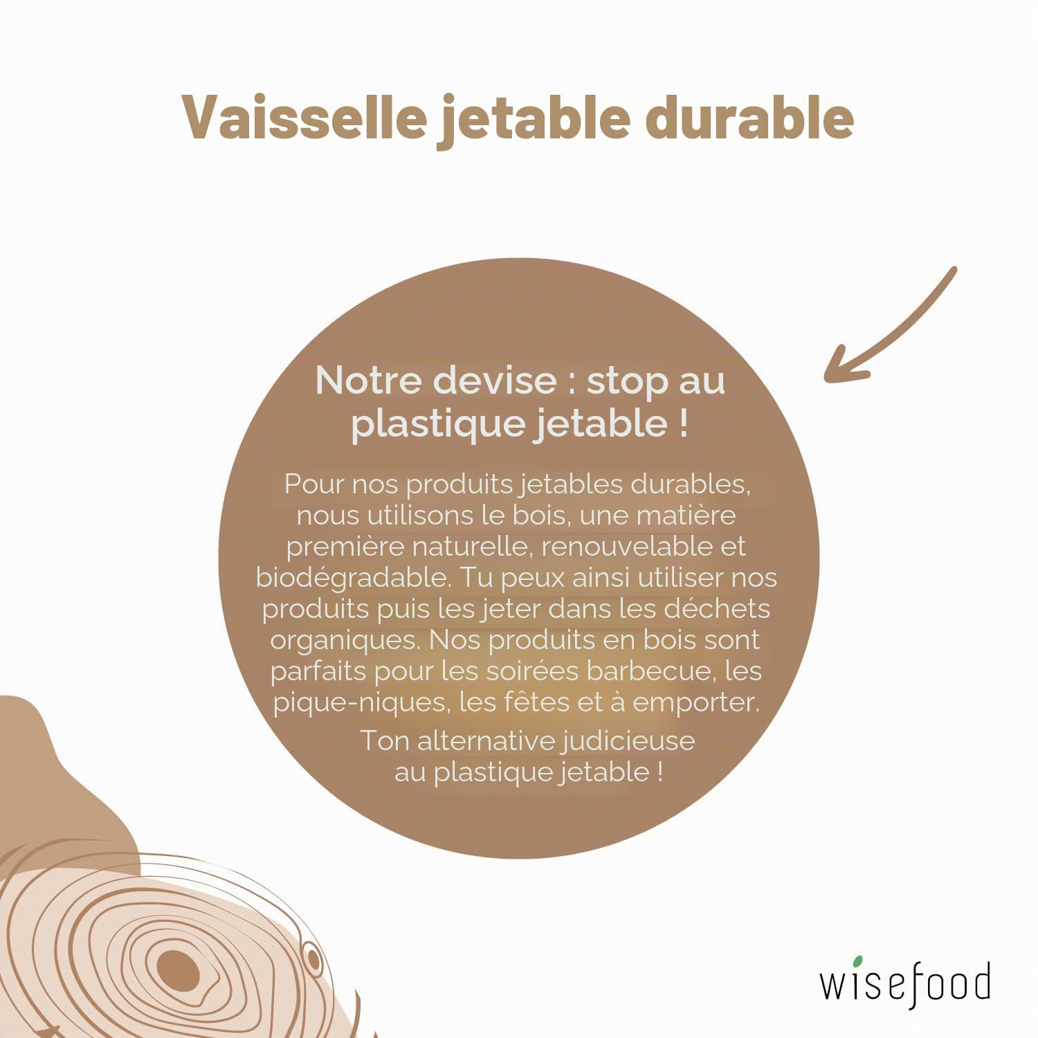 wisefood Cuillères à glace en bois - Lot de 100 cuillères jetables de 9,5 cm - Cuillères à dessert biodégradables - Naturelles, stables, respectueuses de l'environnement - Mini cuillères pour verres à