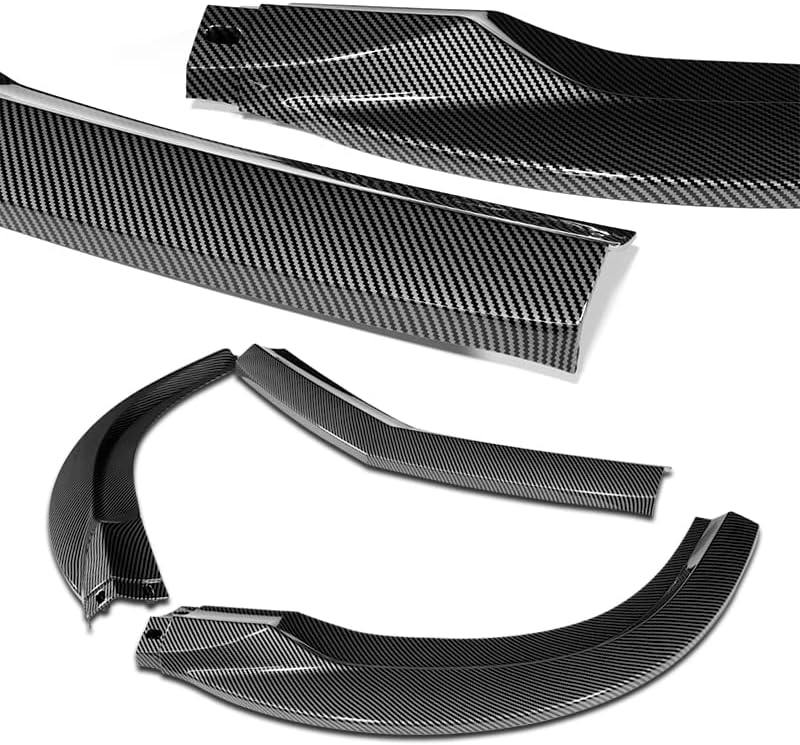 Hyperspeed Front Bumper Spoiler Lip 3PCS ABS STP-Style Fit for 2008 2009 2010 2011 Mercedes-Benz W204 C63 AMG Sedan, Car Mods Accessories Replacement Parts, Air Chin Body Kit Splitter (Carbon Look)