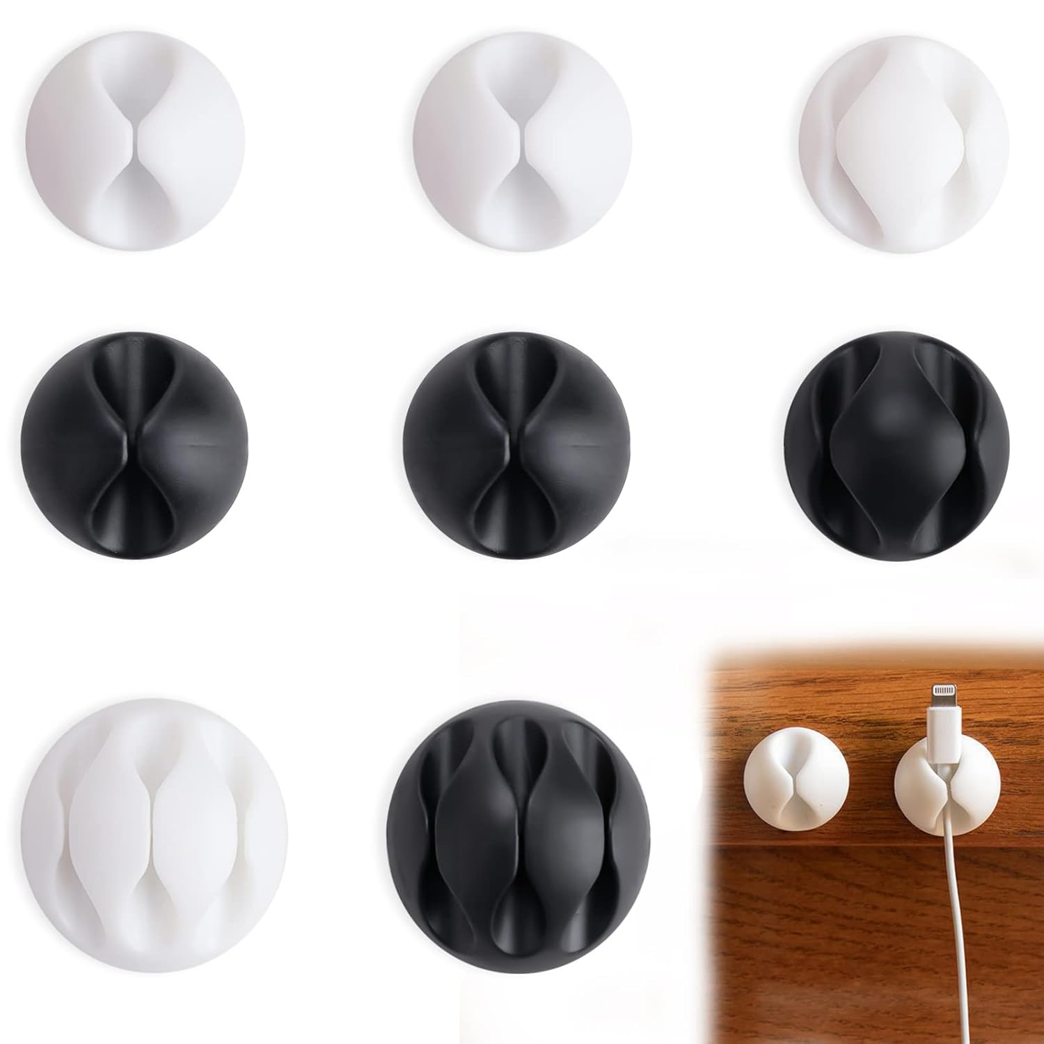 Cable Clips Holders 8 Pcs, Cable Tidy Clips Management Silicone, Cable