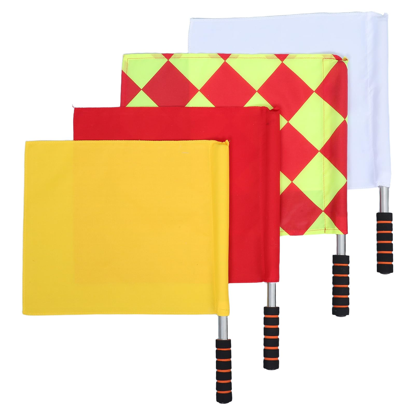 Banderas de árbitro con mango de esponja para evitar deslizamientos y mástil de acero inoxidable