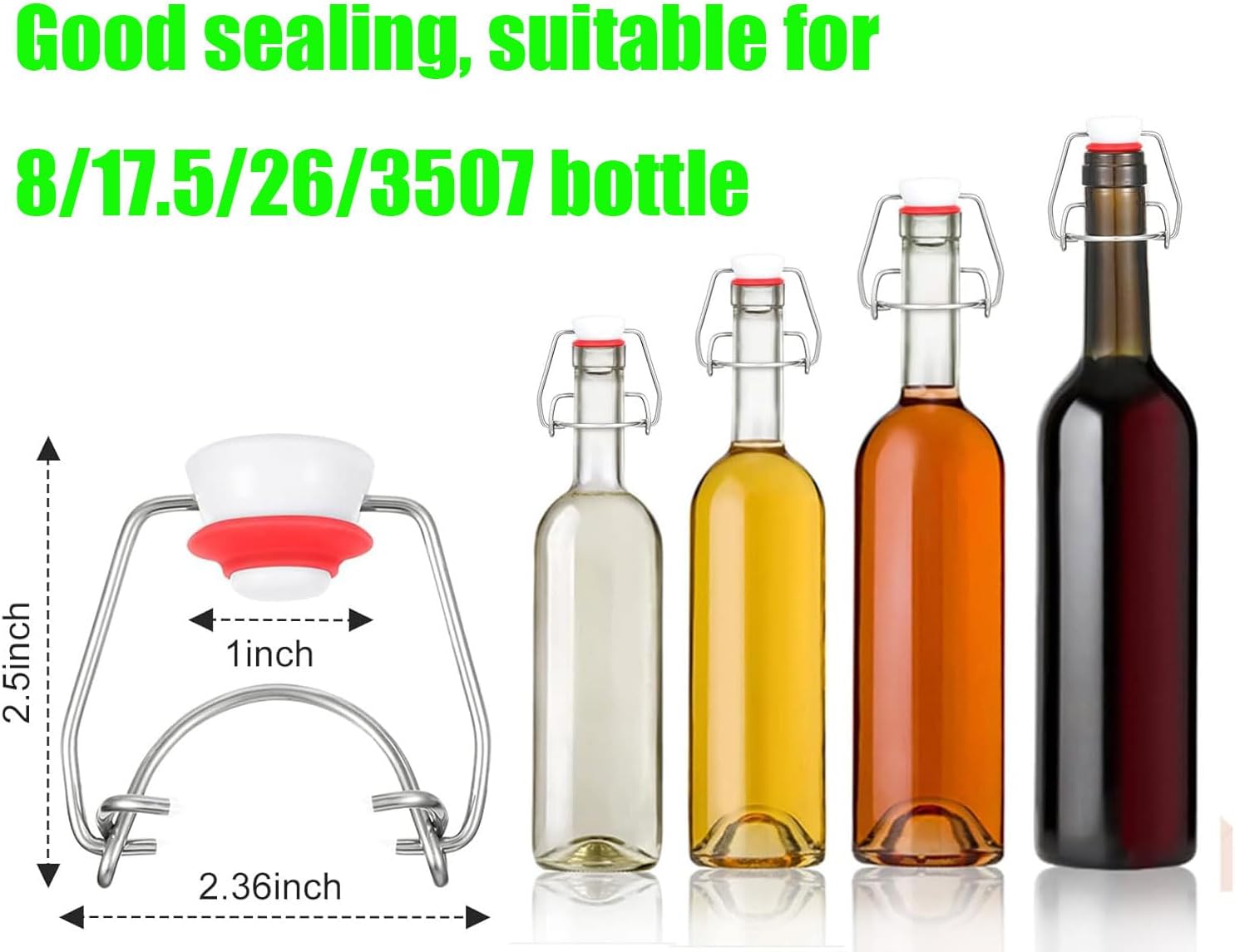 15 Pcs Flip Top Bottle Replacement Caps w/ 8 Sealing Silicone Gasket, Airtight Lids Leakproof Flip Top Stopper for 18mm Glass Bottles Swing Top Lids Fit 8/17.5/26/35oz Beer Bottles (15Pcs)