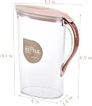 Coloch 2 Pack 2 Quart/64oz Plastic Water Pitcher with Flip Top Spout Lid, Clear Slim Water Container for Fridge Door Juice Pitcher with Scale Line for Tea, Lemonade, DIY Drinks, Blue and Pink