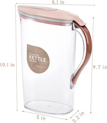 Miniatura 2 de Coloch Paquete de 2 jarras de agua de plástico de 2 cuartos de galón con tapa abatible, recipiente de agua delgado transparente para puerta de