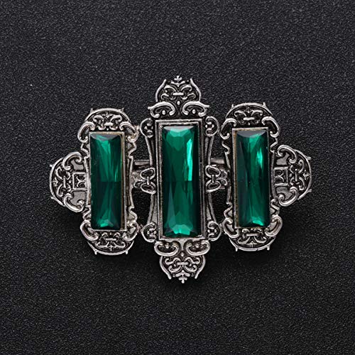 Minkissy Retro Hair Clip Metal Rhinestone Hairpin Celtic Hair Clips Viking Hair Accessories for Women Girls (Silver and Green) - Image 2