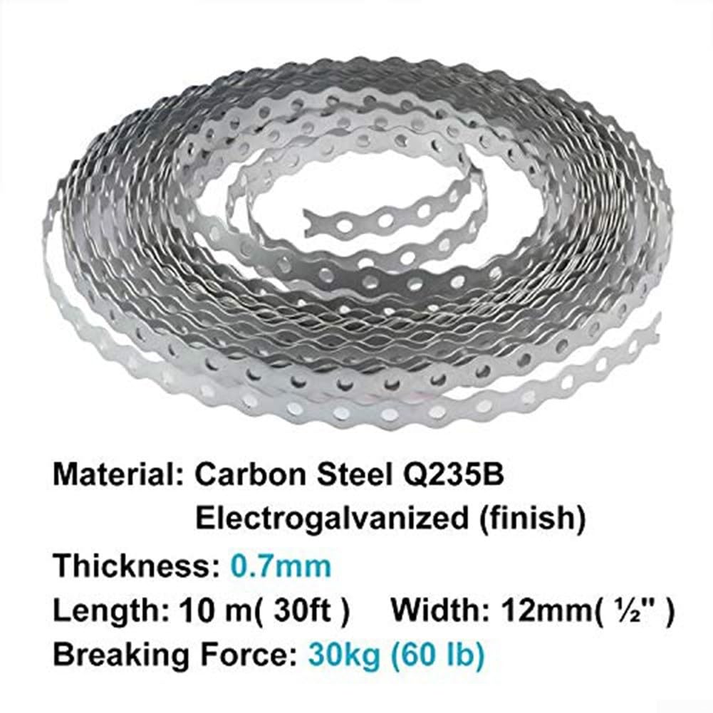 Fascetta stringicavo in acciaio al carbonio da 9,1 m con elettrozincatura per superficie per impacchettare cavi resistenti e lunghezza personalizzata per fissaggio in officina (26 mm)