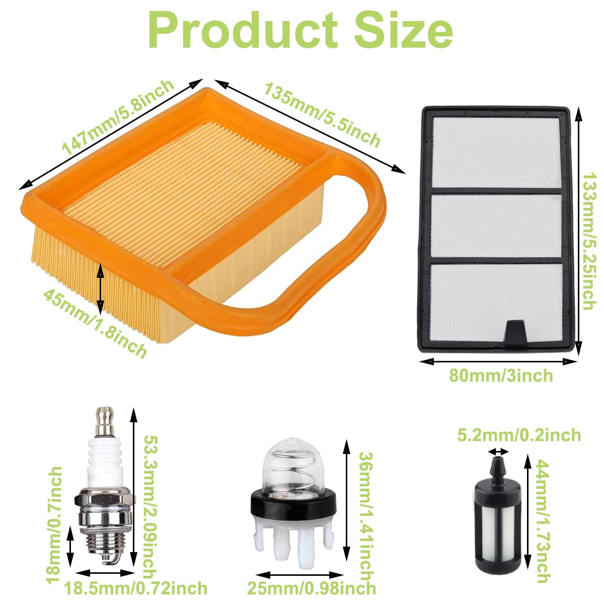 ZAMDOE TS410 TS420 Prefiltro Aria per Stihl TS410 TS420 TS410Z TS420Z TS480i TS500i Sega da Taglio per calcestruzzo Sostituisce 4238 141 0300 Parti con Candela di accensione Bulbo di adescamento