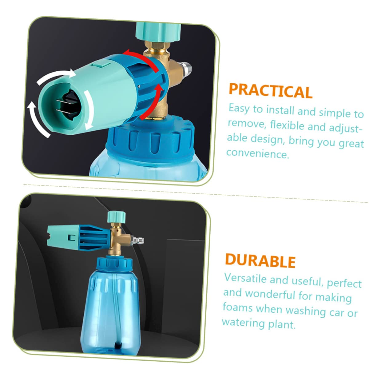 Pistola de Agua a Presión Multifunción para Lavado de Autos | Botella de 1l, Plástico, Caudal Ajustable, Uso en Riego de Plantas y Limpieza Exterior
