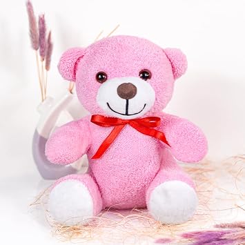 20-25 cm Bow Tie Plush, 20 cm Teddy Bear, Soft, Valentines Gift, Teddy Bear, Plush Teddy Bear, Plush Toys, Sitting bear, Office Gift, Colorful Teddy Bear Pink