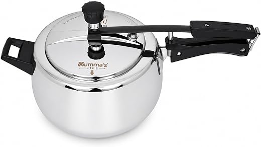 Mumma's LIFE Cooker 5 Litres Stainless Steel | Heavy-Duty Silver Pressure Cooker with Inner Lid | Cool-Touch Handles | ISI...