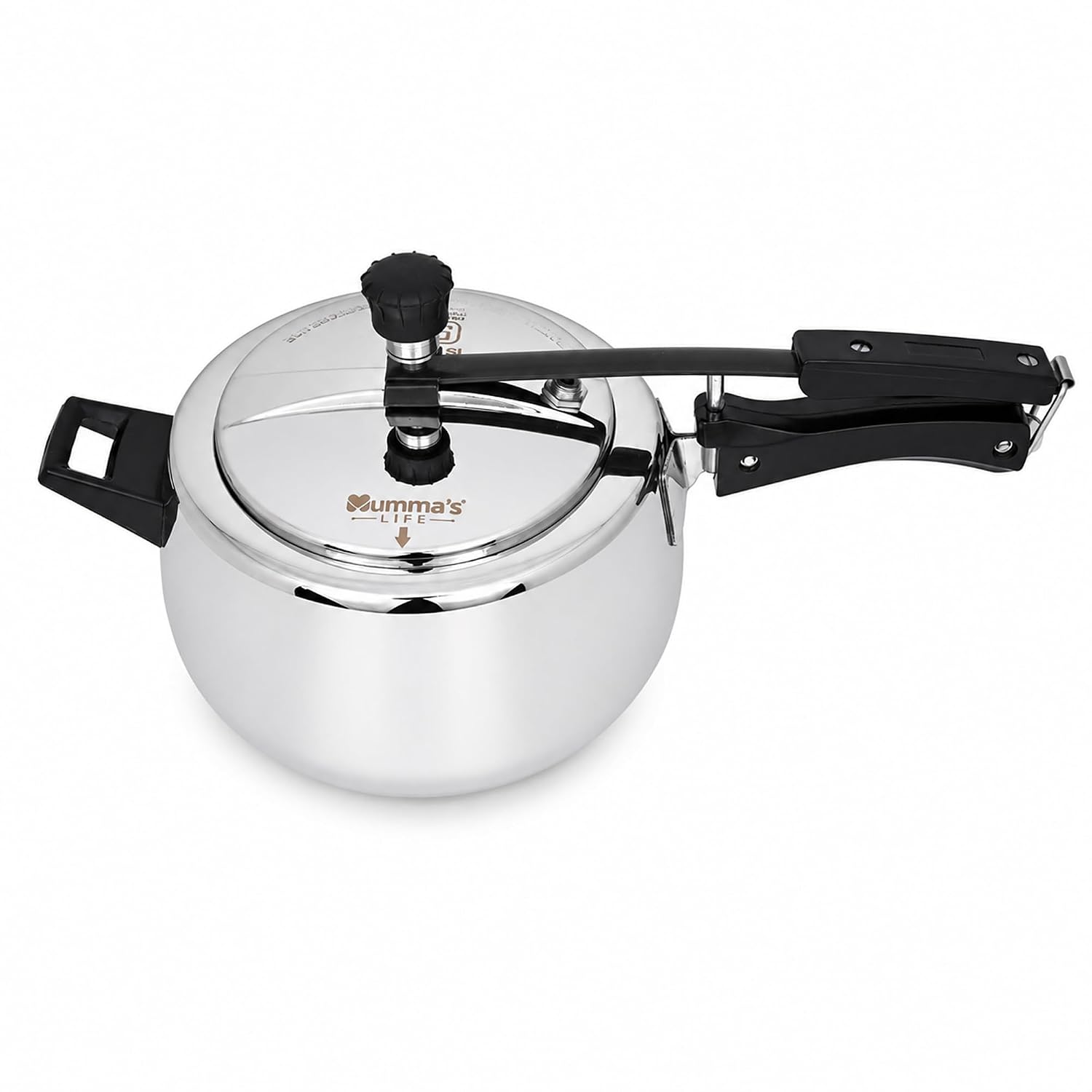 Mumma's LIFE Cooker 5 Litres Stainless Steel | Heavy-Duty Silver Pressure Cooker with Inner Lid | Cool-Touch Handles | ISI...