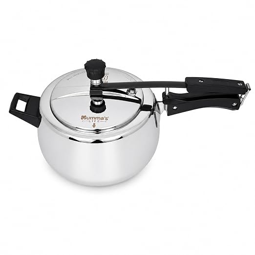 Mumma's LIFE Cooker 3 ltr | Heavy-Duty Silver Pressure Cooker with Inner Lid | Cool-Touch Handles | ISI Certified Lock System | Induction & Gas Stove Compatible