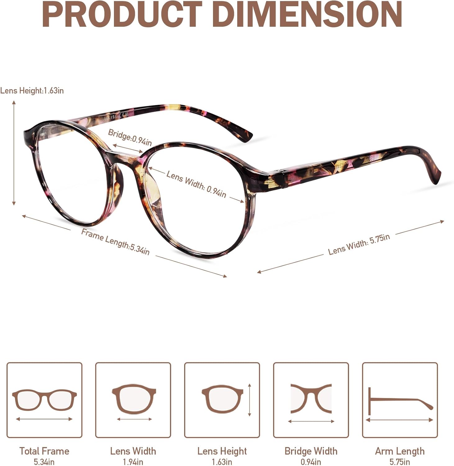 5 Pack Reading Glasses For Women,Blue Light Blocking Computer Reader Spring Hinge Eyeglasses - Image 2