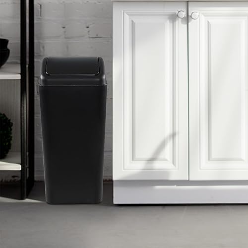 Miniatura 3 de Jekiyo Paquete de 3 cubos de basura de cocina de 16 L con tapa giratoria, cubo de basura delgado de plástico, color negro