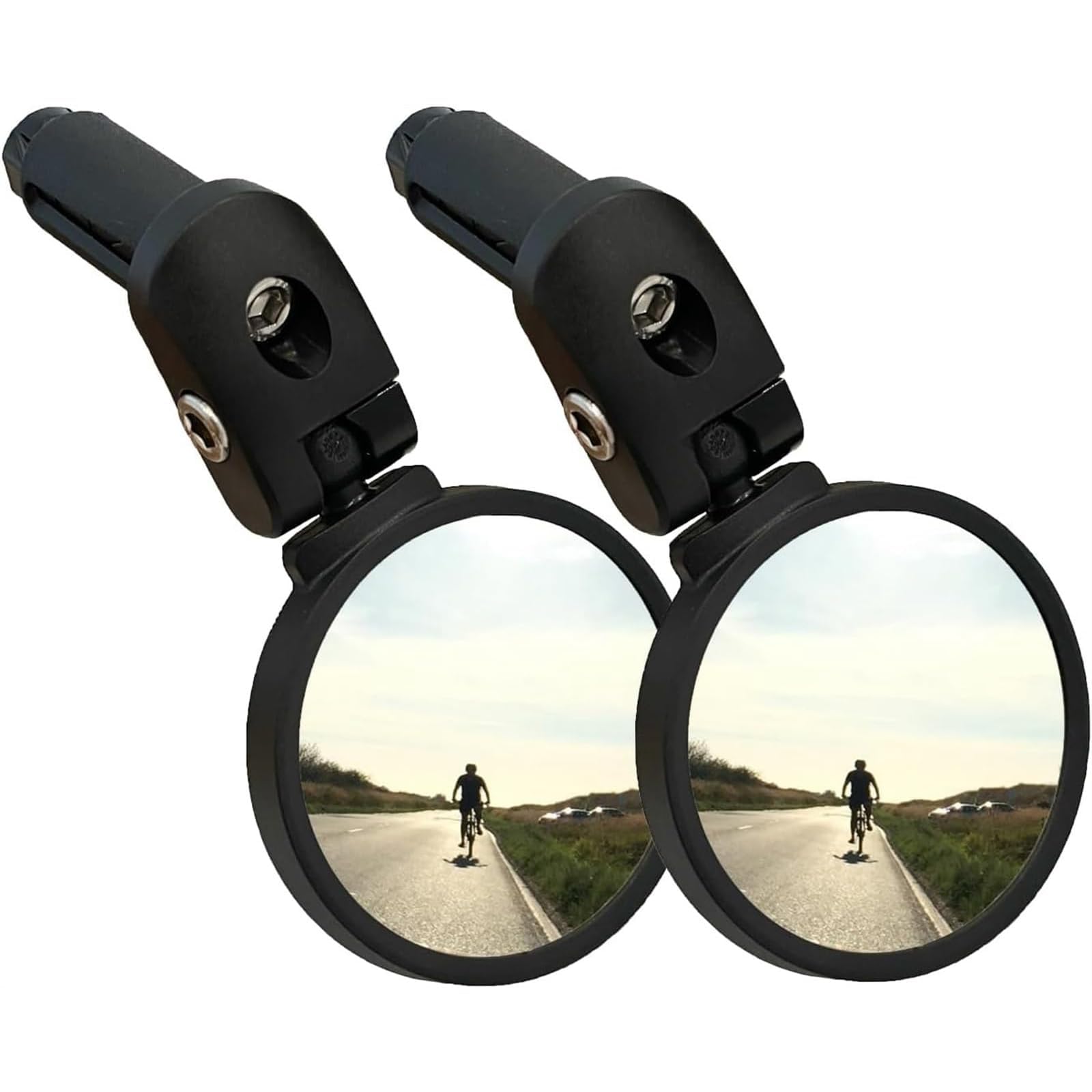 THE WHITE SHOP Bar Bicycle Mirror, Stainless Steel Lens, Safety Mirror, Safety Adjustable Mirror for Mountain Road Bikes, for Handlebar Bicycle Riding Mirrors