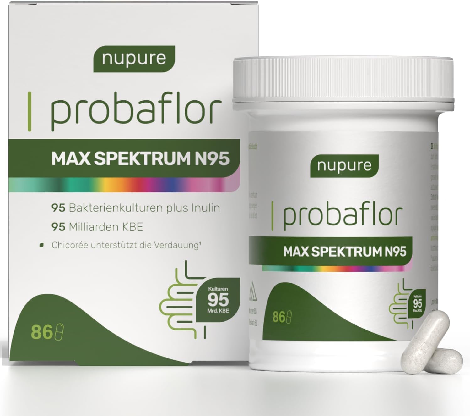 Nupure® Probaflor MAX Spectrum N95 – 95 souches probiotiques, 95 milliards d’UFC, 600 milliards d’UFC/g, Lactobacillus & Bifidobacterium, gélules gastro-résistantes, 86 gélules