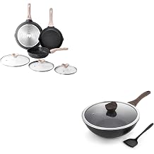 Kordisen Nonstick Wok with Lid, 12 Inch Woks & Stir-fry Pans, Granite Stone Coating for Cooking, Induction Cookware, Compatible with All Stovetops, PFOA Free