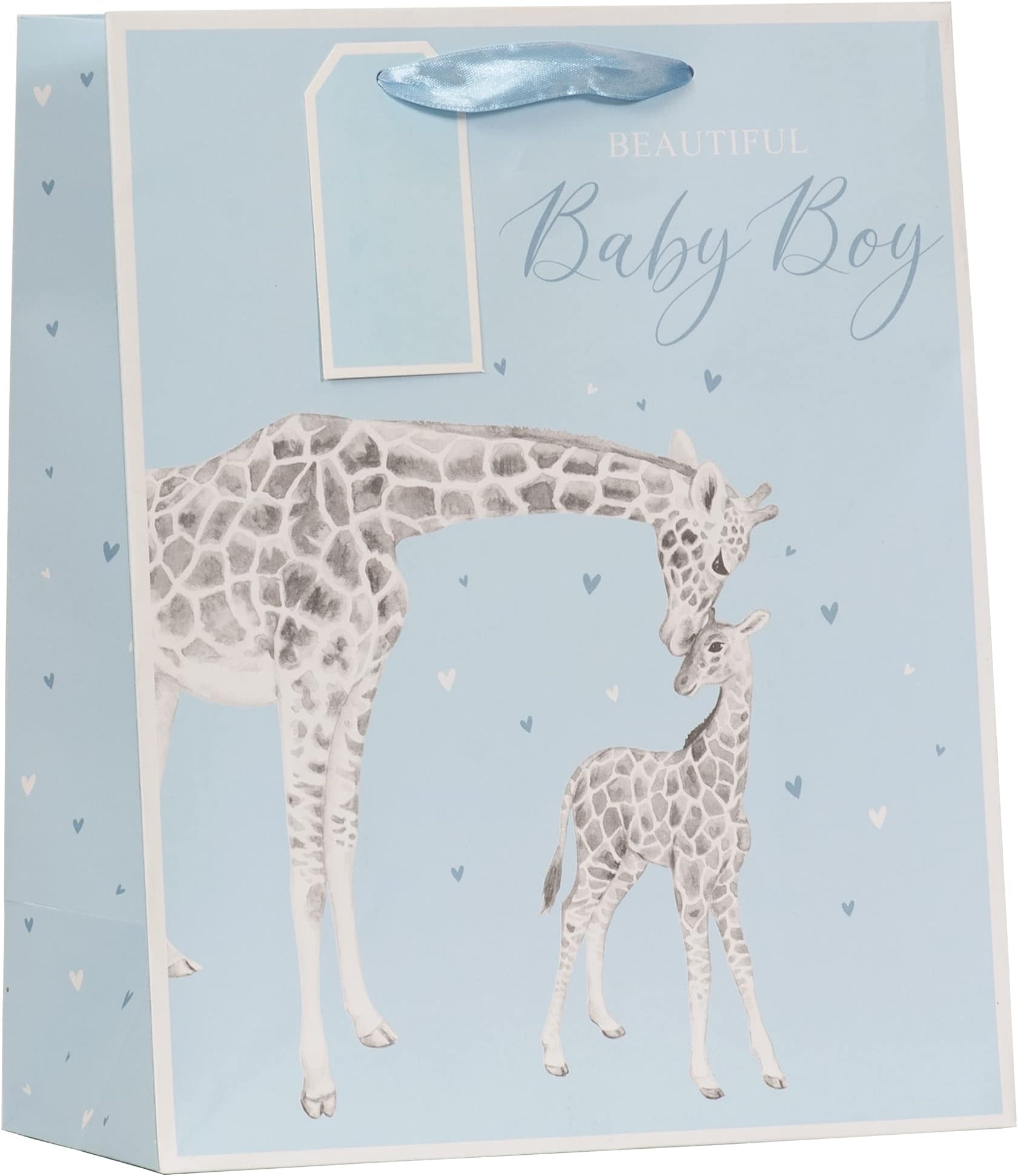 Partisan Products Blue Giraffe Baby Boy Gift Bag With Gift Tag Newborn Baby Shower Large
