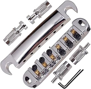 JD.Moon Roller Saddle Bridge ABR-1 Tune-o-matic Bridge Tailpiece Bridge For Les Paul Guitar (Chrome)