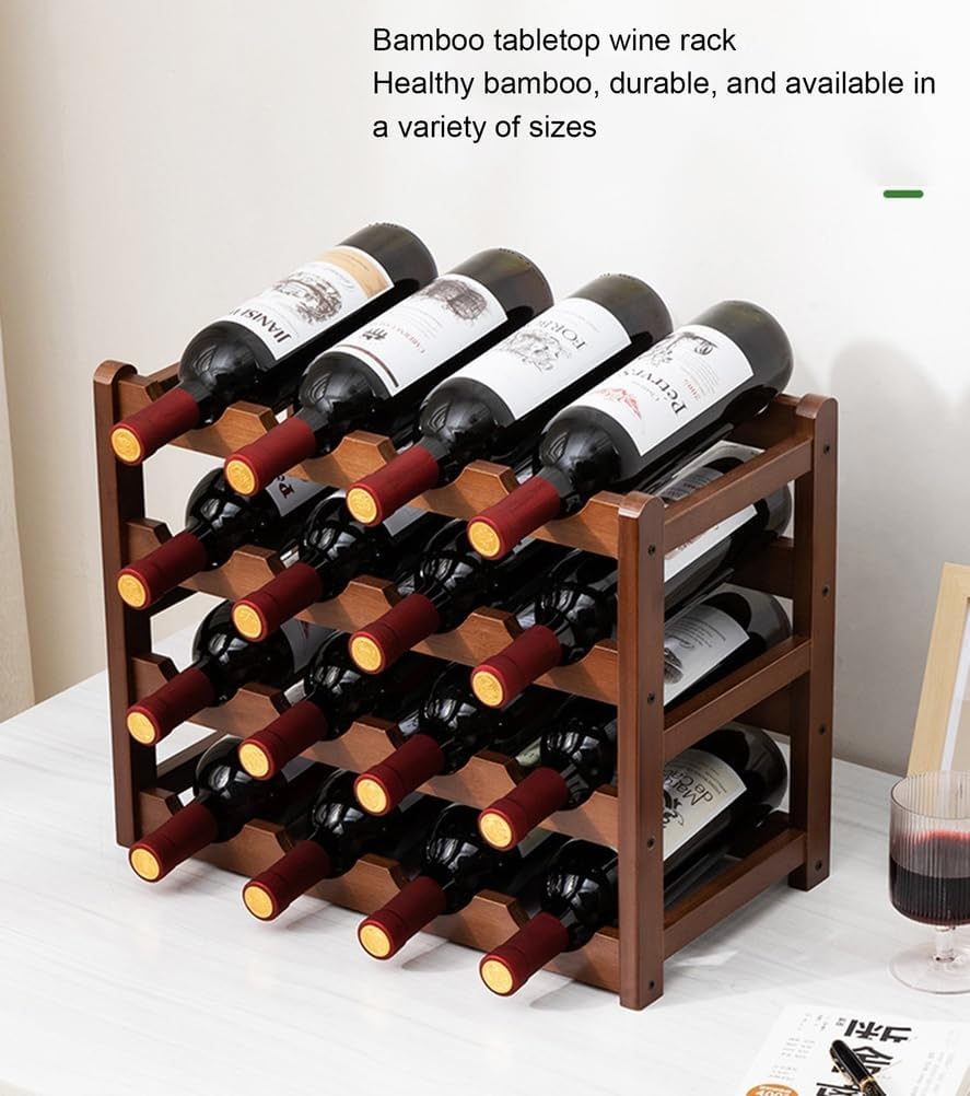 Bamboo Wine Rack, Kitchen Countertop Storage Cabinet Shelf, Wine Storage Cabinet Rack, Wine Bottle Rack, Multi Bottle Rack, Red Wine Display Rack,Tabletop Ornament,E