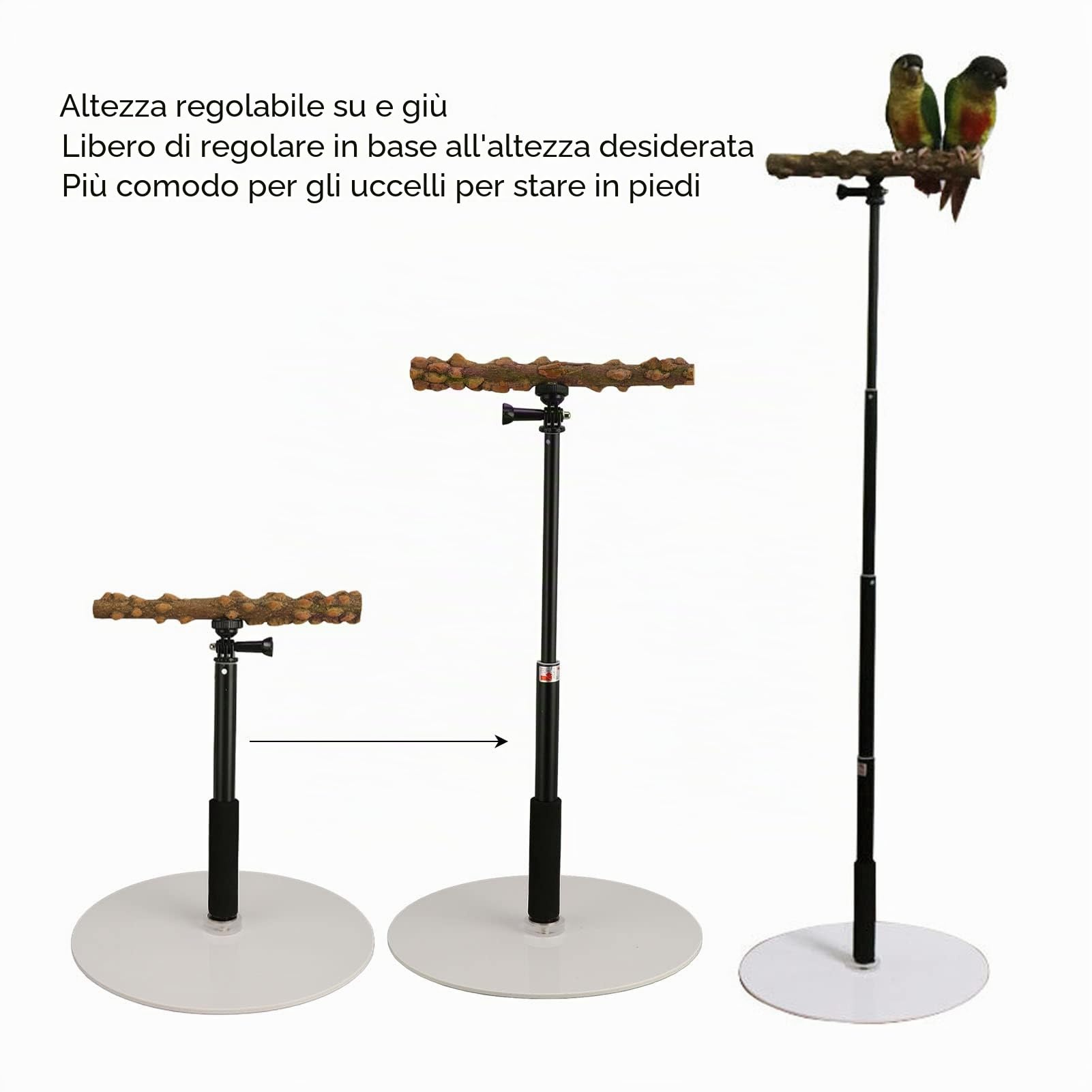 Supporto per Trespolo da Addestramento per Pappagalli, Trespolo per Uccelli Staccabile All'aperto con Altezza Regolabile da 37 Pollici, Base, Supporto da Viaggio per Giochi di Uccelli per Conure