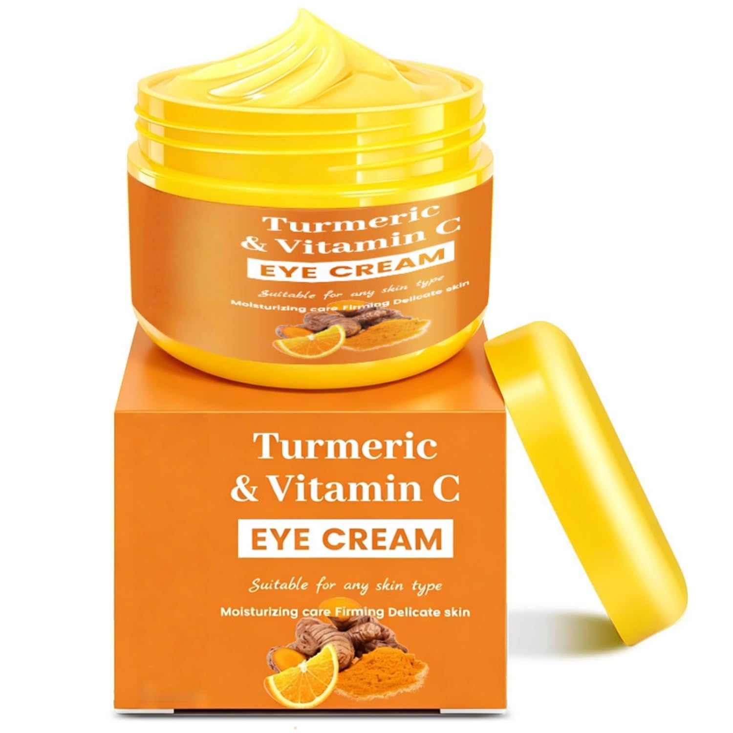 Turmeric Vitamin C Eye Cream, Hydrating Under Eye Moisturizer with Collagen Retinol, Anti-Aging Firming Eye Cream for Reduces Dark Circles & Puffiness, Daily Eye Area Care, 1.76oz