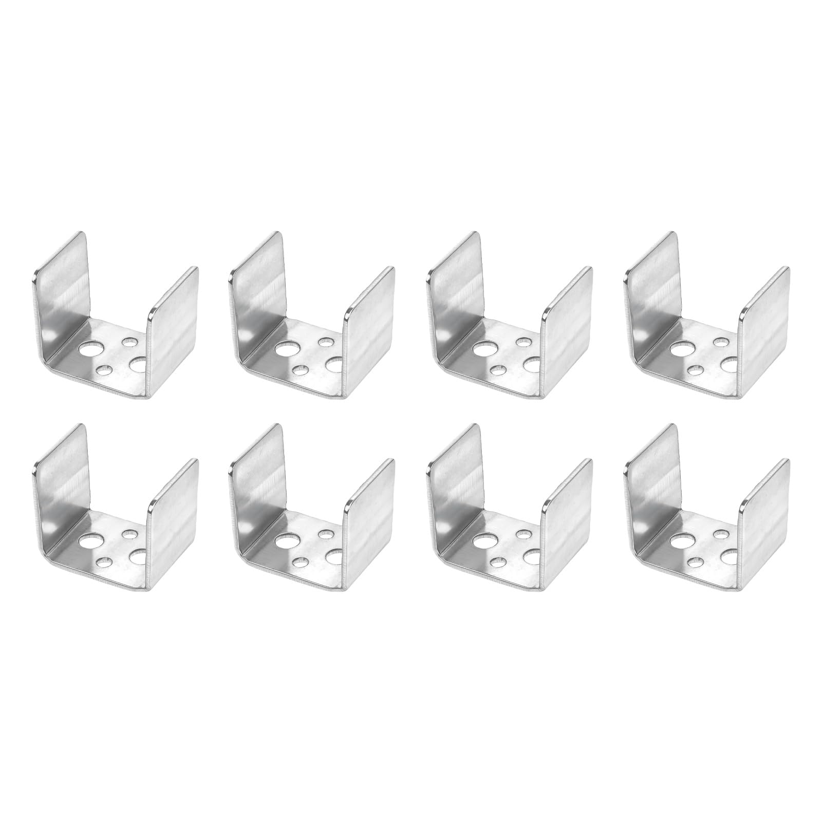 sourcing map 8 Pcs U Bracket for 1.26" Panels, 27 x 37 x 31mm Metal U Shaped Fasteners Brackets for Guardrail or Partitions Connection, Silver
