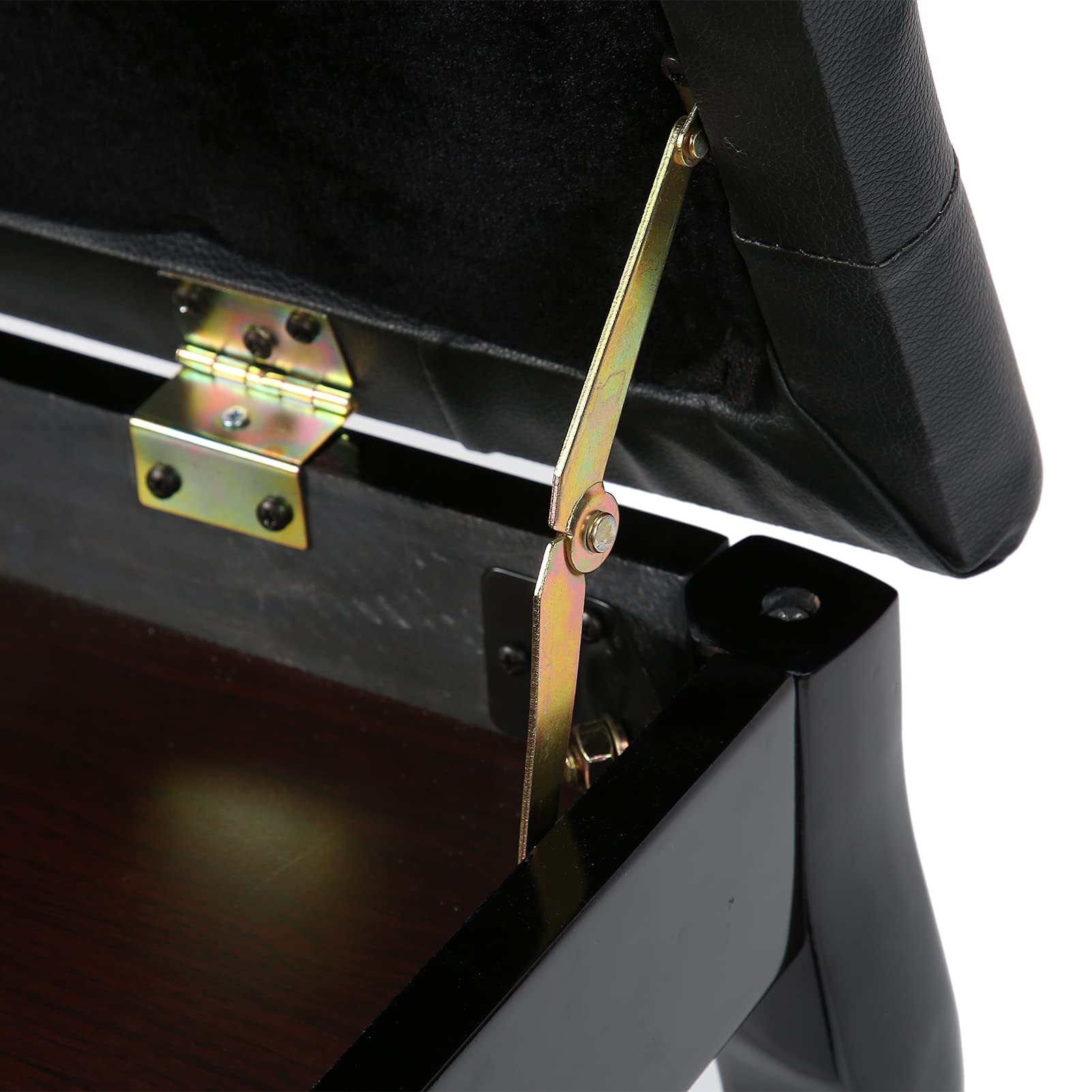 Qcwwy Stuhl Footstools Schachtel Stall Holzbein Große Aufbewahrungsbox Kissenbank mit Weichem PU -Leder für Komfortaufnahmebereich Konzert Piano Bank mit Aufbewahrungsklavierbank