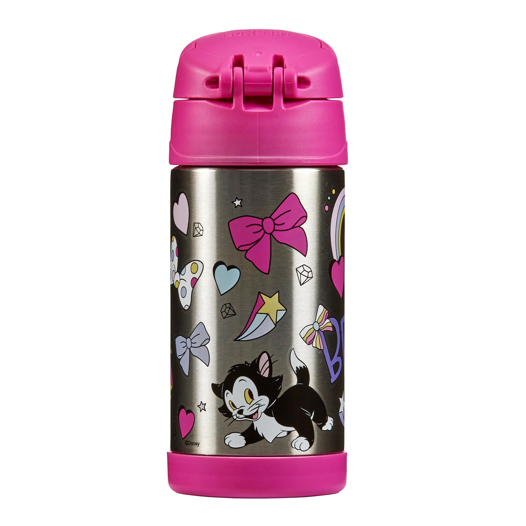 Thermos Kids FUNTAINER STRAW BOTTLE DISNEY 0,35 l, bottiglia termica per bambini in acciaio inox con cannuccia, 12 h freddo, lavabile in lavastoviglie, ermetica senza anidride carbonica, bottiglia