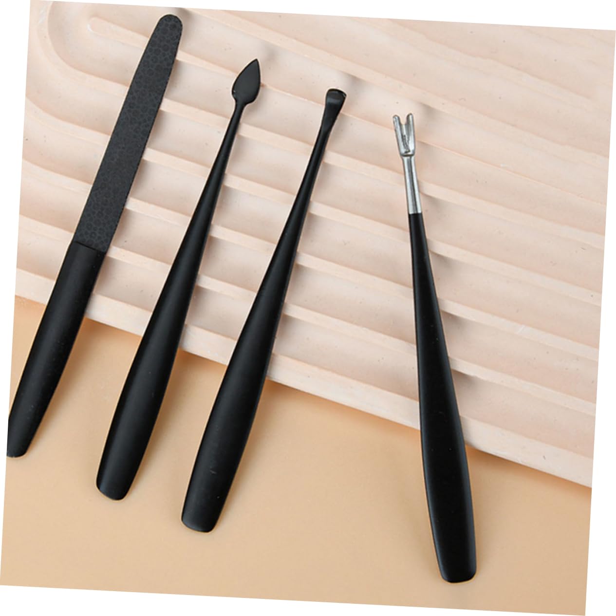 HAPINARY Professional Manicure Kit Set of 4 Nail Tools Cuticle Remover Dead Skin Fork Stainless Steel