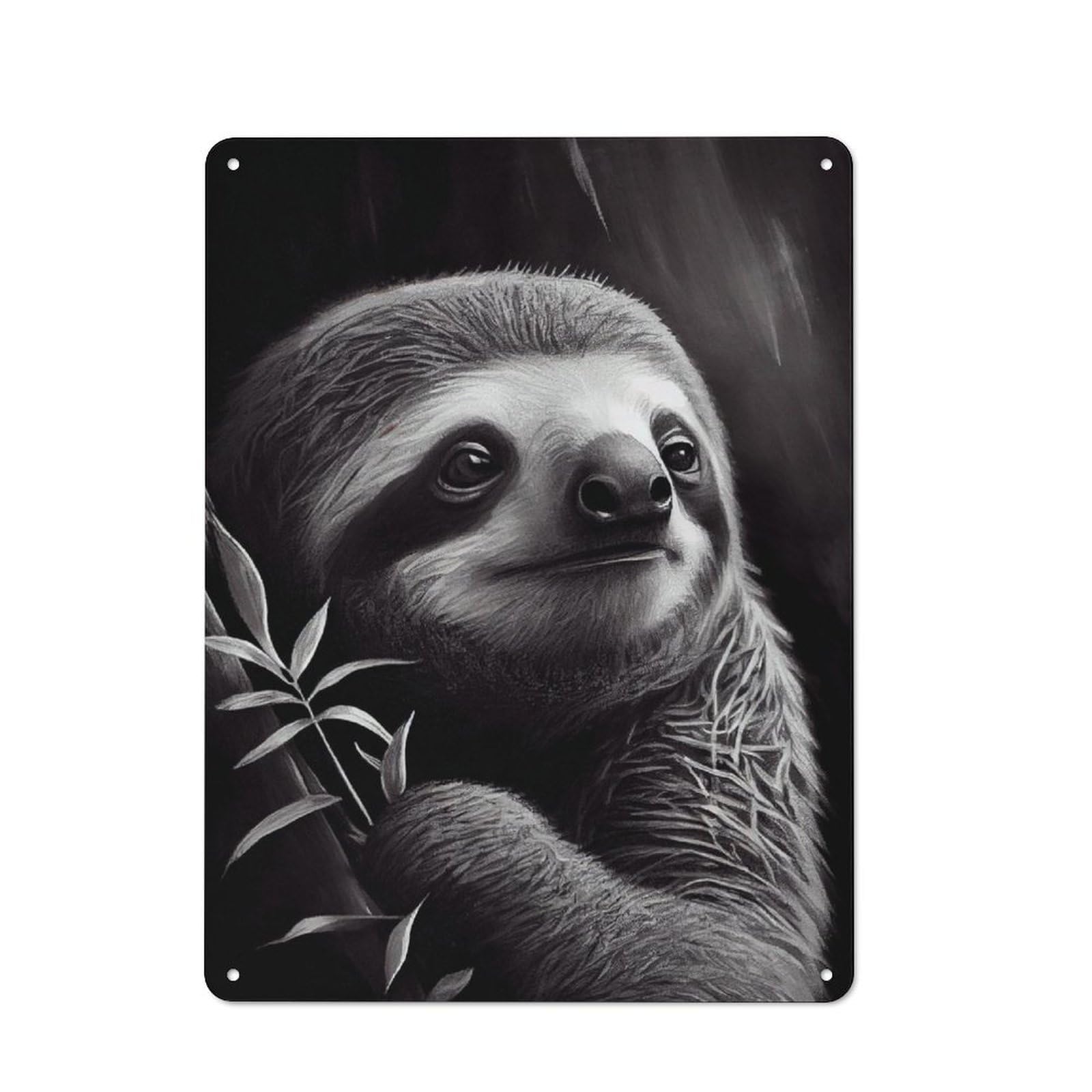 Junmoney Sloth Drawn Tin Wall Plaque 40X30cm With For Bar Or Restaurant, Autumn Wall Decor For Hospitality Decor Collectors