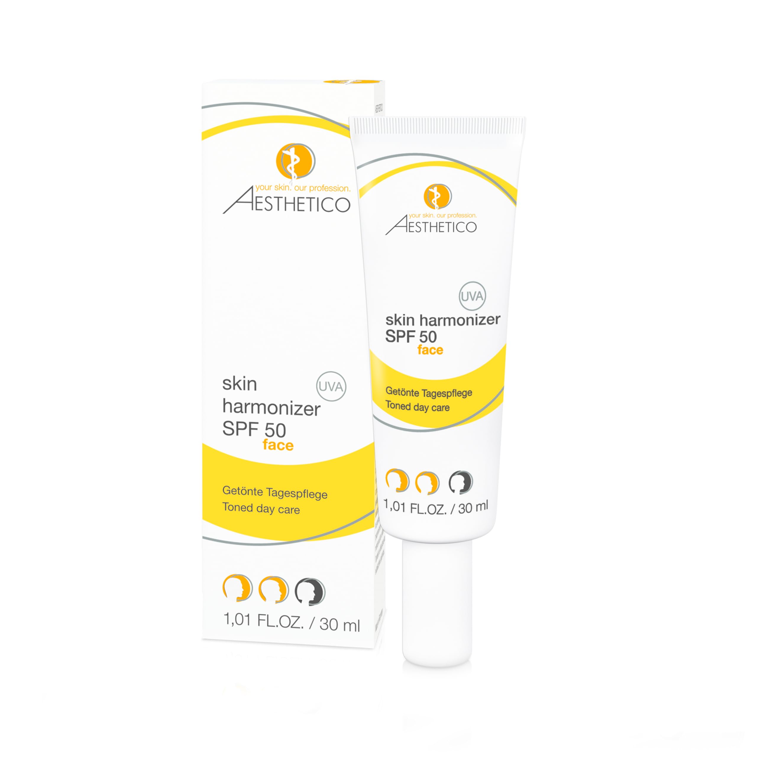 AESTHETICO skin harmonizer SPF 50, 30 ml - Getönte Tagespflege mit hohem UV-Schutz, kaschiert Rötungen, wirkt entzündungshemmend, ideal bei Akne und Rosacea, Make-up-Ersatz