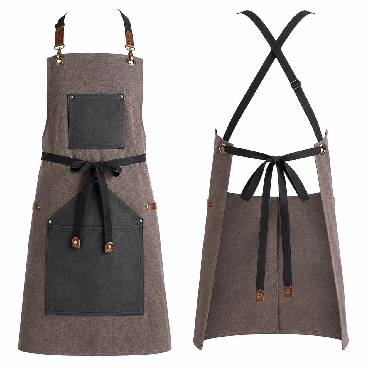2-Pack Heavy-Duty Canvas Grilling Apron by Glownary – Canvas, Smoke Gray, Pack of 2, Model Smoke Heavy-duty Canvas Grilling Apron