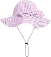 Vista 1 de Sombrero de sol para bebé niña con UPF 50+ sombrero de playa ajustable para exteriores con ala ancha