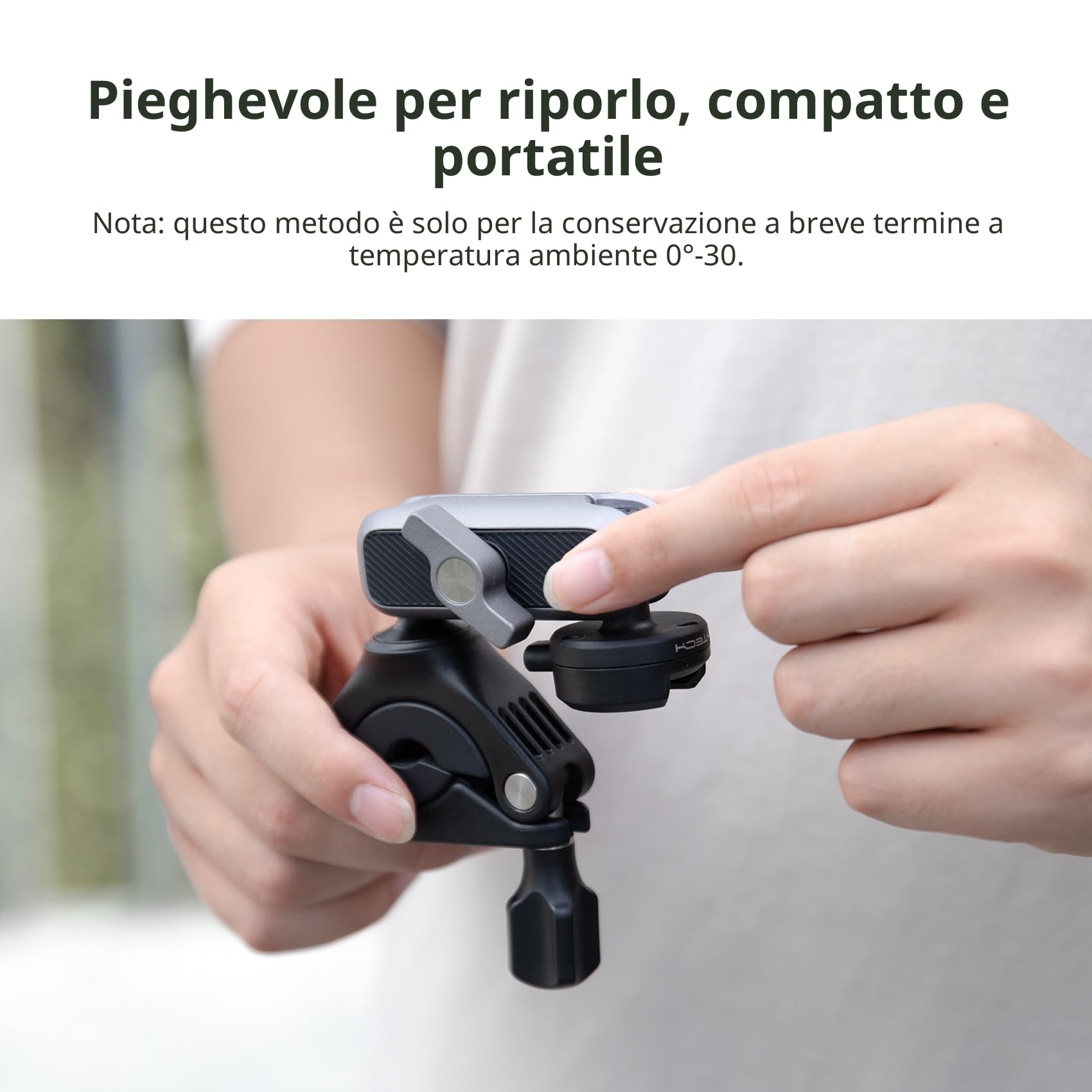PGYTECH CapLock Supporto Bici Moto per ActionCam, Bracket Manubrio in Alluminio con Doppio Giunto a Sfera a 360°, Sgancio Rapido e Doppia Chiusura per GoPro, per DJI Osmo/Pocket, per Insta360