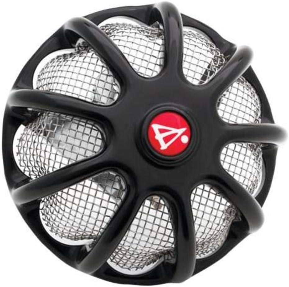 Battistinis Custom Cycles Wireframe Anodized Black Horn Cover with Chrome Screen