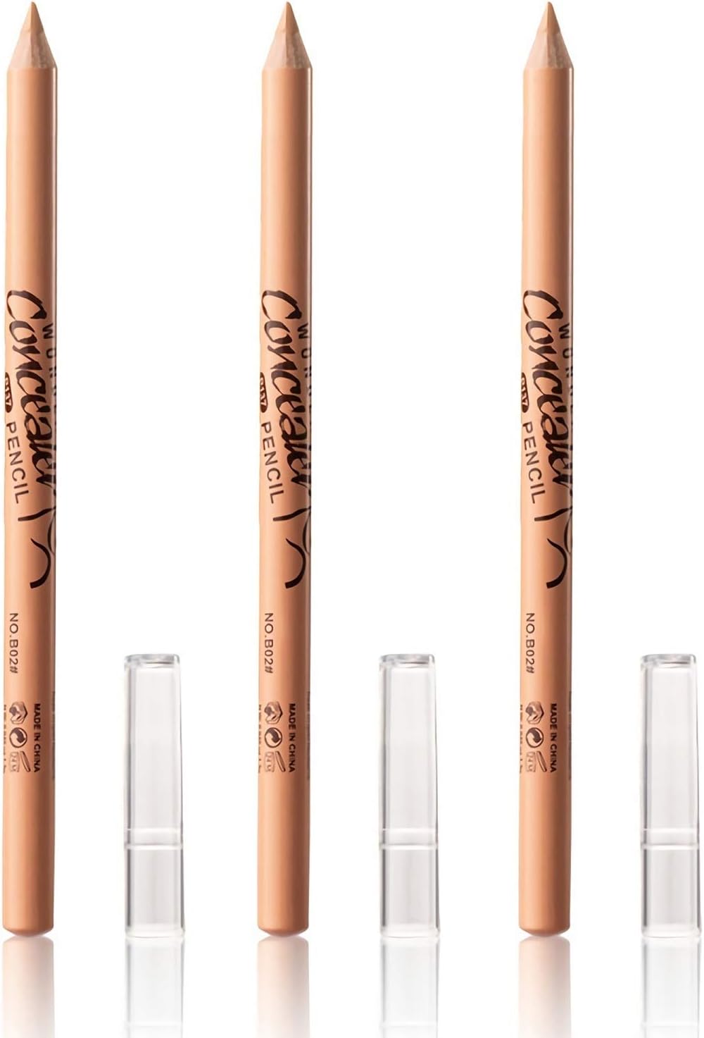 3 PCS Wonder Concealer Pencil, Contour Concealer Stick Highlighter Set, Waterproof Full Coverage Foundation Concealer for Eye Dark Circles Spot, Scar, Tattoos (B02#)