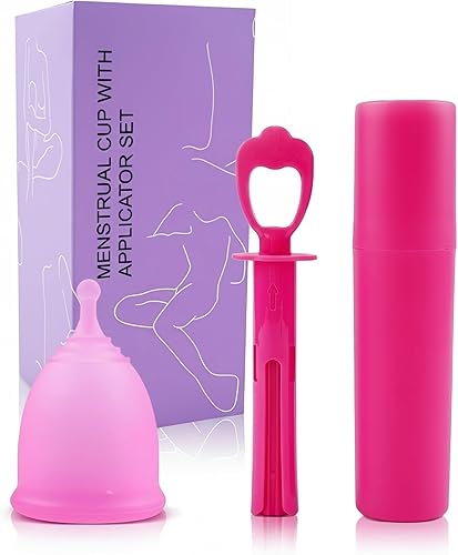 FAYLINNKUP 1 juego de copa menstrual y aplicador, copa menstrual reutilizable más suave, se inserta y se quita como un tampón, hecho fácil, todas