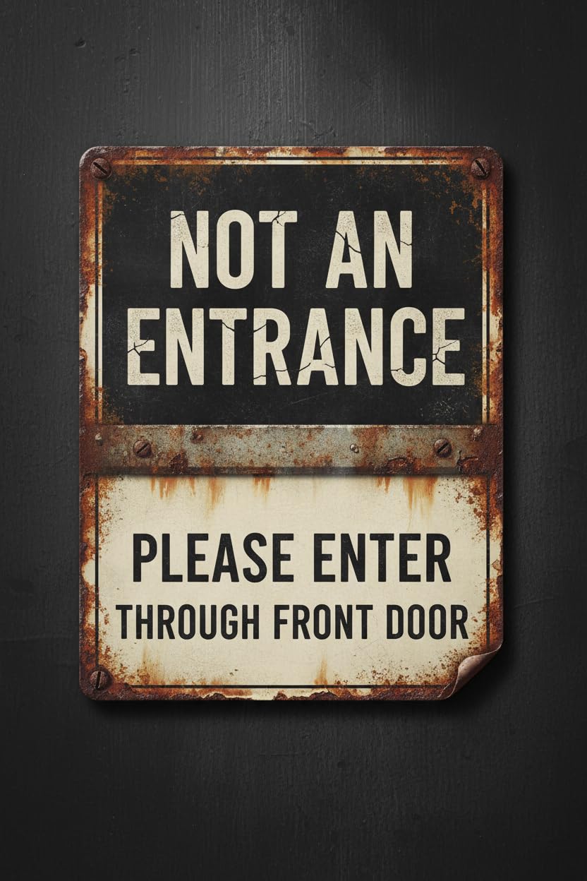 Wall Decor Not An Entrance Please Enter Through Front Door Notice Plate Aluminium Metal 8x12Inch Sign Vintage Signs Aluminum Plates Printed
