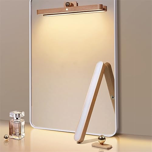 Miniatura 2 de Luces LED magnéticas de espejo de maquillaje de madera, portátil de 360 grados de rotación de control táctil, 3 niveles de brillo control táctil,