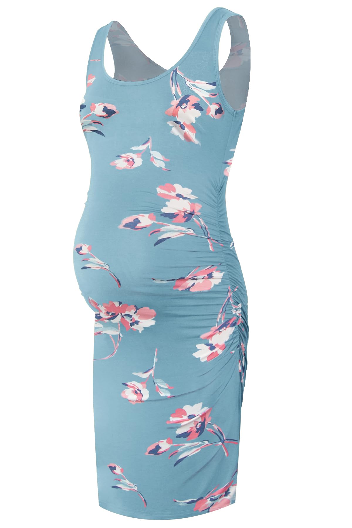 Smallshow Women's Maternity Dress Summer Ruched Pregnancy Tank Dress Clothes