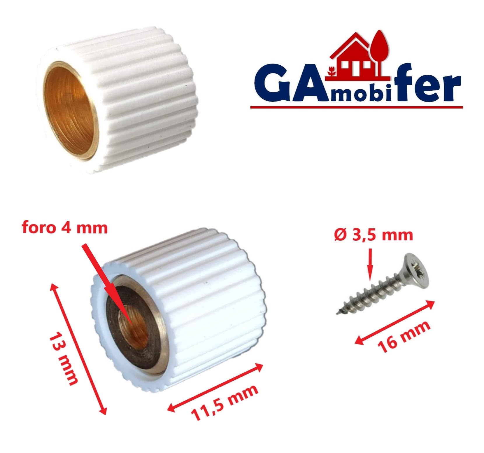 GAMOBIFER. Reggipiani Tondo in Metallo ricoperti con Gomma, per Ripiani Armadio, Cucina, Ufficio, Libreria, Mobili Vari. (pz 20, BIANCO)