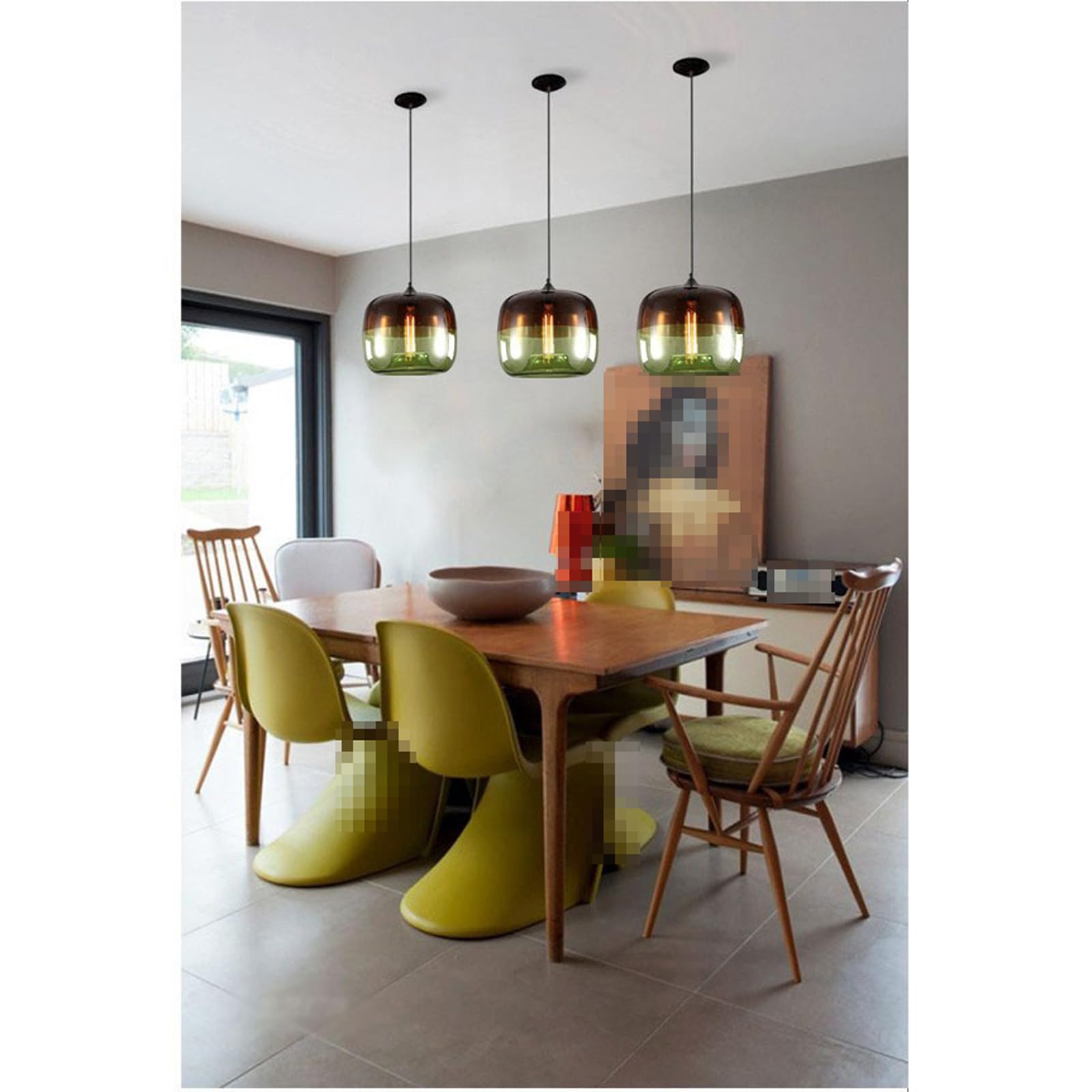 Moderne dubbele kleur glazen hanglamp Retro enkele kop kroonluchter Postmodern hangend plafondverlichting Verstelbaar snoer eilandlicht voor woonkamer