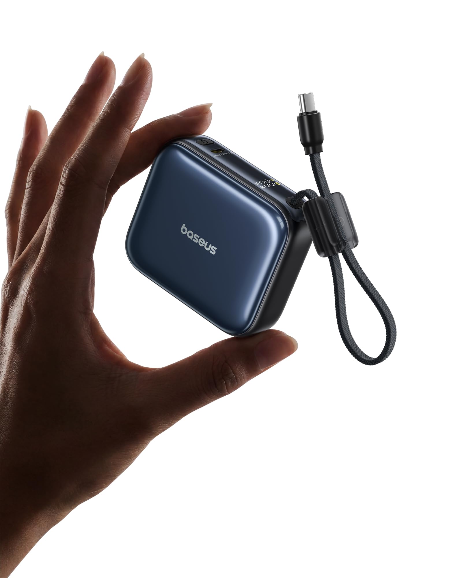Baseus PicoGo AC22 Mini Power Bank, 10000mAh 45W PD Portable Charger Built-in USB-C Cable, Ultra Small Sized Battery Pack, Fast Charging Battery Bank for iPhone 17/16/15 Samsung S25/S24 Pixel 10 iPad